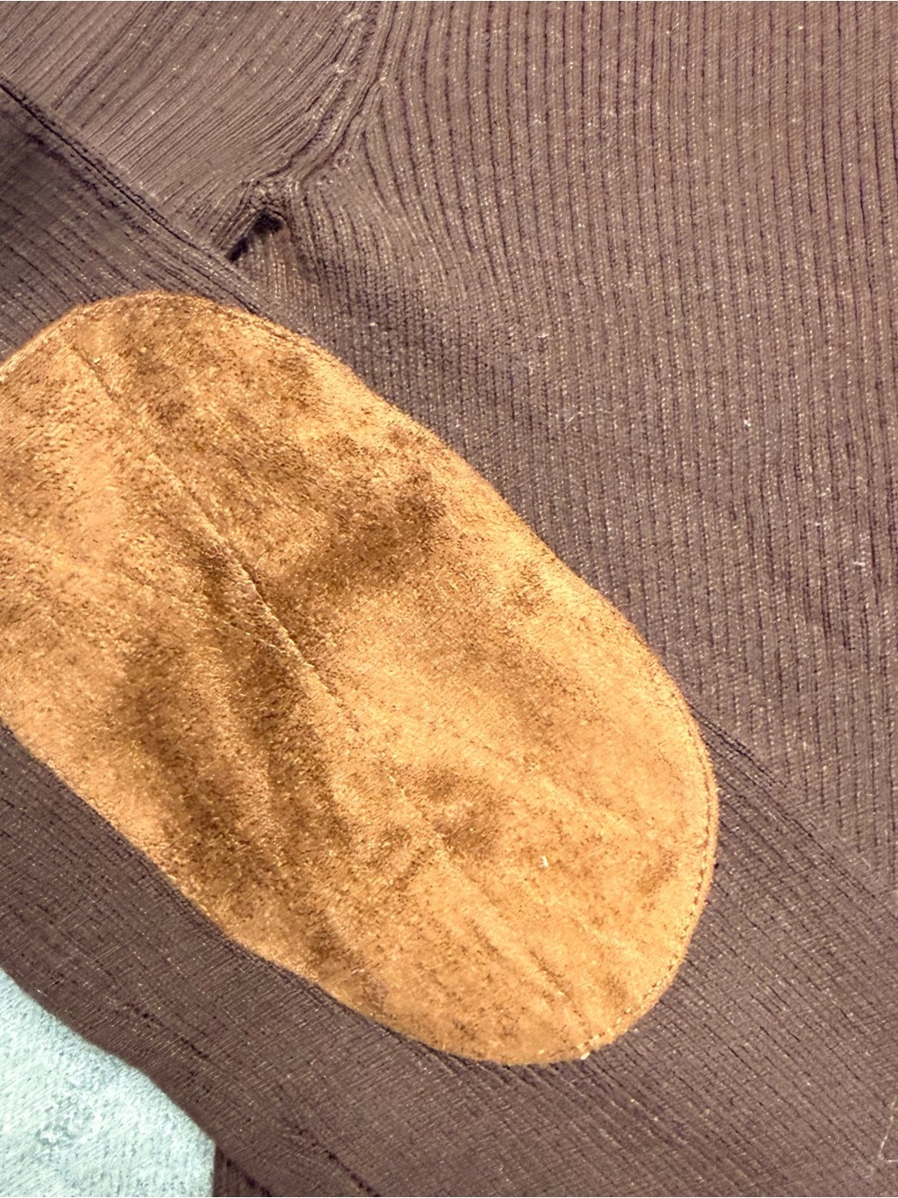 Ralph Lauren Brown Crewneck Sweater with Tan Elbow Patches - Picture 5 of 7